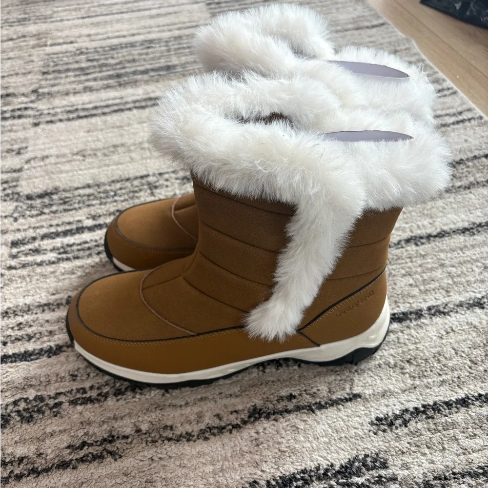 Lands' End Women's Expedition Faux Fur Waterproof Puffer Snow Boots